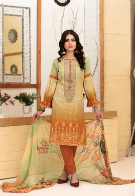 3 pc Unstitched Schiffli Embroidered Lawn Suit by Tawakkal Fabrics