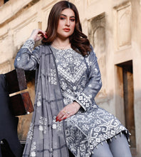 Load image into Gallery viewer, 3 pc Semi-stitched Embroidered Jacquard Lawn Suit by Motis
