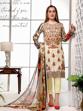 3 pc Semi-stitched Embroidered Jacquard Lawn Suit by Motis
