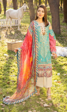 Raabi 3 pc Unstitched Luxury Embroidered Fancy Lawn Suit
