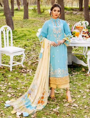 Raabi 3 pc Unstitched Luxury Embroidered Fancy Lawn Suit