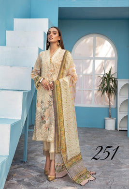 3 pc Unstitched Chikankari Embroidered Fancy Lawn Suit - Shaista