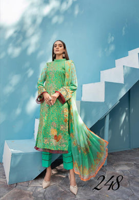 3 pc Unstitched Chikankari Embroidered Fancy Lawn Suit - Shaista