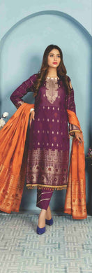 3 pc Unstitched Broshia Banarsi Jacquard Lawn Suit by Rashid-Tex