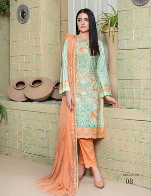 3 pc Unstitched Fully Embroidered Luxury Jacquard Lawn Suit