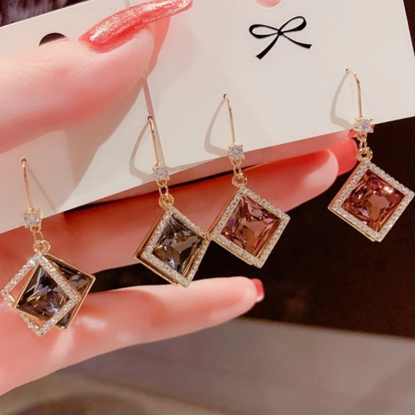 Zircon Square Diamond Earrings