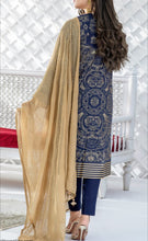 Load image into Gallery viewer, Salitex Oznur 3 pc Unstitched Gold Printed Heavy Embroidered Lawn Suit
