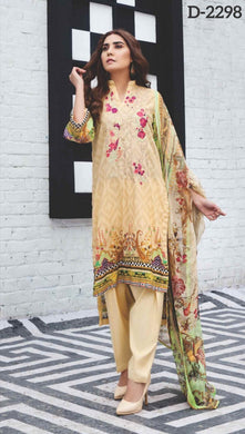 3 pc Unstitched Digital Printed Embroidered Lawn Suit by Rashid-Tex