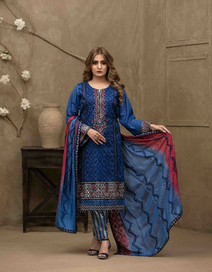 3 pc Semi-stitched Aari Embroidered Lawn Suit by Tawakkal Fabrics
