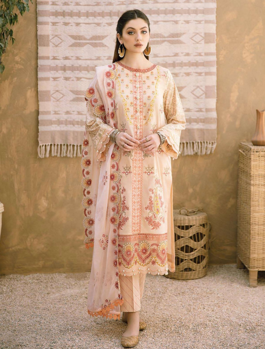 3pc Unstitched Fancy Embroidered Chiffon Designer wear Dress - Tawakkal Fabrics