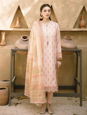 Qalamkar 3 pc Unstitched Luxury Embroidered Printed Lawn Suit