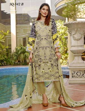 3 pc Unstitched Luxury Embroidered Fancy Lawn Suit by Motis