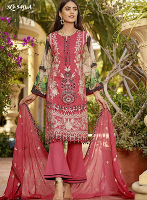 3 pc Unstitched Luxury Embroidered Fancy Lawn Suit by Motis