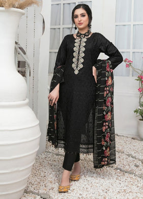 3 pc Unstitched Embroidered Fancy Jacquard Lawn Suit by Tawakkal Fabrics