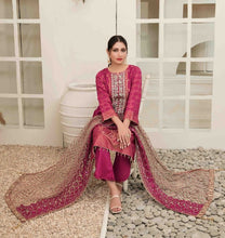 Load image into Gallery viewer, 3 pc Unstitched Embroidered Banarsi Jacquard Lawn Suit by Tawakkal Fabrics
