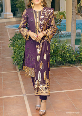 Salitex Oznur 3 pc Unstitched Gold Printed Heavy Embroidered Lawn Suit