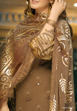 Load image into Gallery viewer, Salitex Oznur 3 pc Unstitched Gold Printed Heavy Embroidered Lawn Suit

