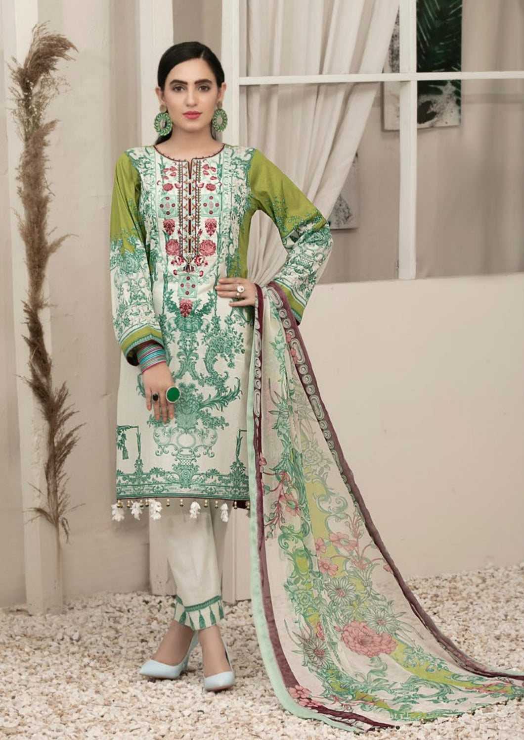 Renee 3 pc Unstitched Embroidered Printed Lawn Suiting