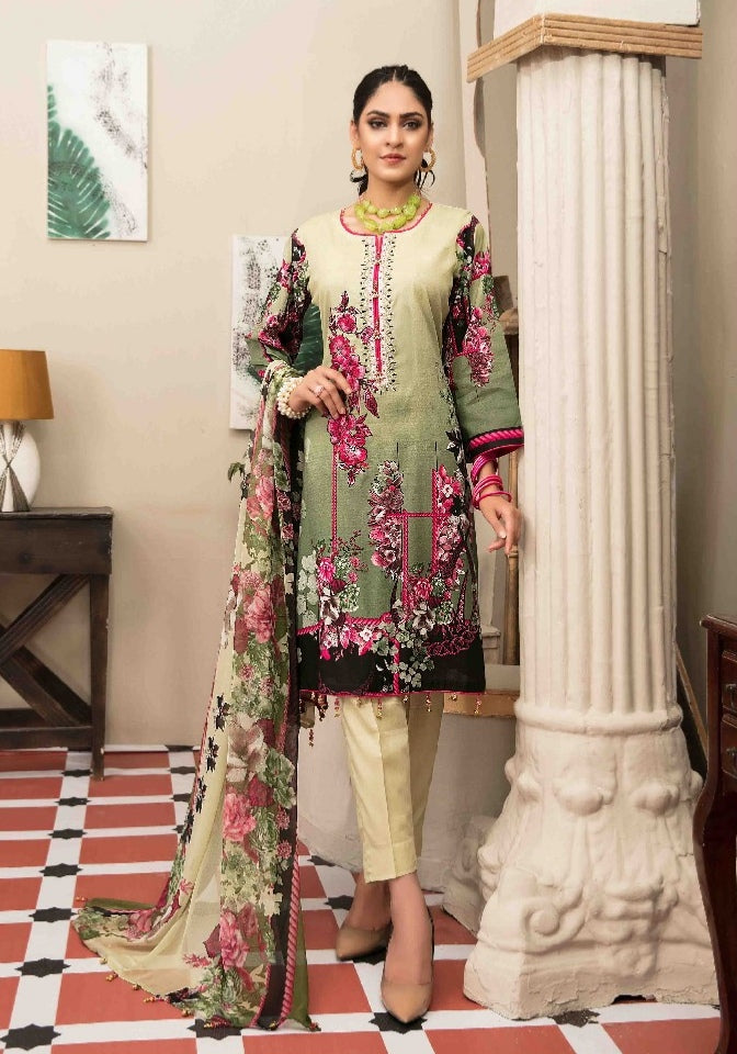 Lavish Intricacy 3 pc Unstitched Embroidered Printed Lawn Suiting