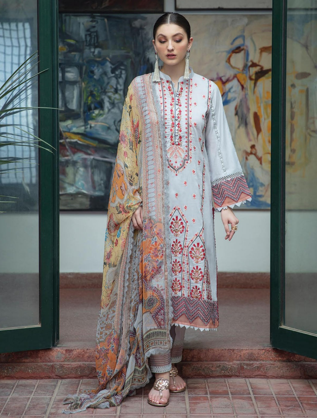MEHROOZ 3pc (Unstitched) Luxury Lawn Suiting AEE-09