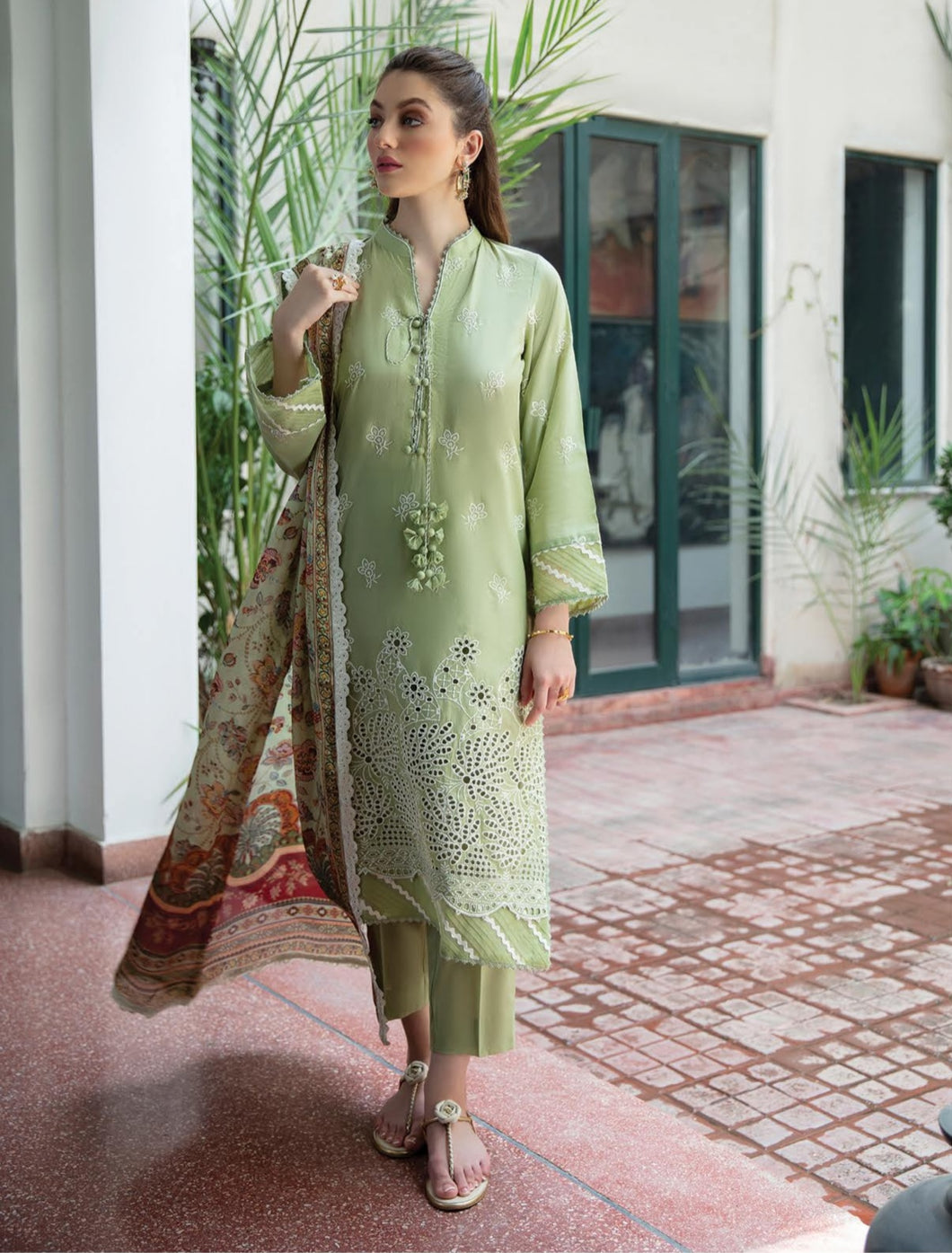 ZHAVIA 3pc (Unstitched) Luxury Lawn Suiting AEE-02
