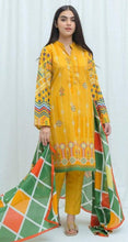 Load image into Gallery viewer, Classic Mustard 3pc Unstitched Digital Printed Jacquard Lawn Suit
