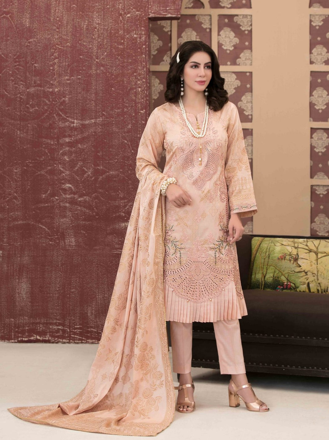 PANDORA 3pc Unstitched Boring Embroidered Banarsi Lawn Suiting