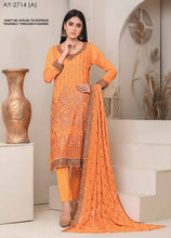 Load image into Gallery viewer, Bin Hameed 3pc Unstitched Heavy Embroidered Fancy Chiffon Dress AY-2714(A)
