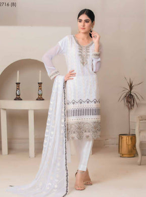 Bin Hameed 3pc Unstitched Heavy Embroidered Fancy Chiffon Dress AY-2716(B)