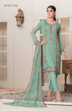 Bin Hameed 3pc Unstitched Heavy Embroidered Fancy Chiffon Dress AY-2711(A)