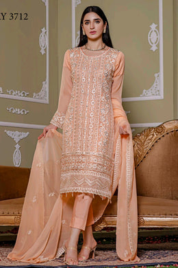 Bin Hameed Khoubsurat 3pc Unstitched Heavy Embroidered Fancy Chiffon Dress AY-3712