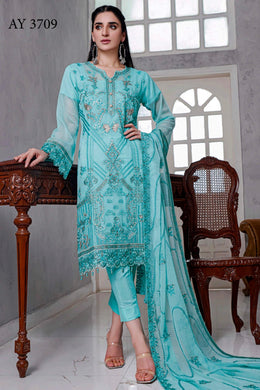 Bin Hameed Khoubsurat 3pc Unstitched Heavy Embroidered Fancy Chiffon Dress EKR-3709