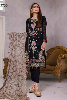 Bin Hameed Khoubsurat 3pc Unstitched Heavy Embroidered Fancy Chiffon Dress EKR-3736