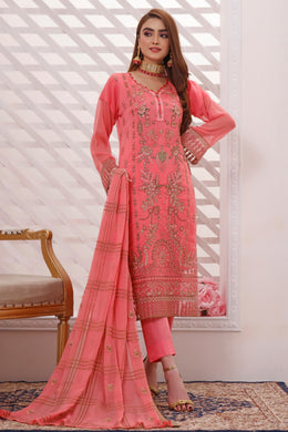 Bin Hameed Dastan 3pc Unstitched Heavy Embroidered Fancy Chiffon Dress AY-3725(B)