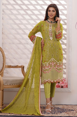 Bin Hameed Dastan 3pc Unstitched Heavy Embroidered Fancy Chiffon Dress AY-3724(A)