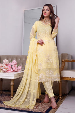 Bin Hameed Dastan 3pc Unstitched Heavy Embroidered Fancy Chiffon Dress AY-3726(B)