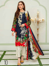 Load image into Gallery viewer, TANIA 3pc Unstitched Embroidered Printed Linen Suiting D-10
