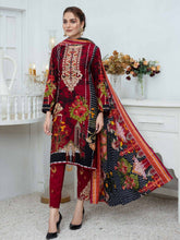 Load image into Gallery viewer, TANIA 3pc Unstitched Embroidered Printed Linen Suiting D-09
