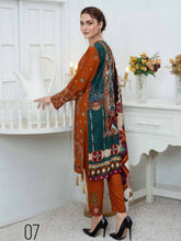 Load image into Gallery viewer, TANIA 3pc Unstitched Embroidered Printed Linen Suiting D-07
