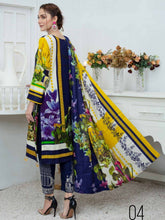 Load image into Gallery viewer, TANIA 3pc Unstitched Embroidered Printed Linen Suiting D-04
