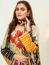 Load image into Gallery viewer, TANIA 3pc Unstitched Embroidered Printed Linen Suiting D-02
