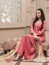 Load image into Gallery viewer, Pearla 3pc Unstitched Pearl Gold Table Printed Premium Winter Viscose Suit D5959
