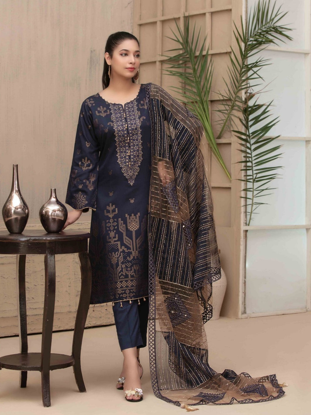 Mariana 3pc Unstitched Embroidered Banarsi Viscose Suiting D1857