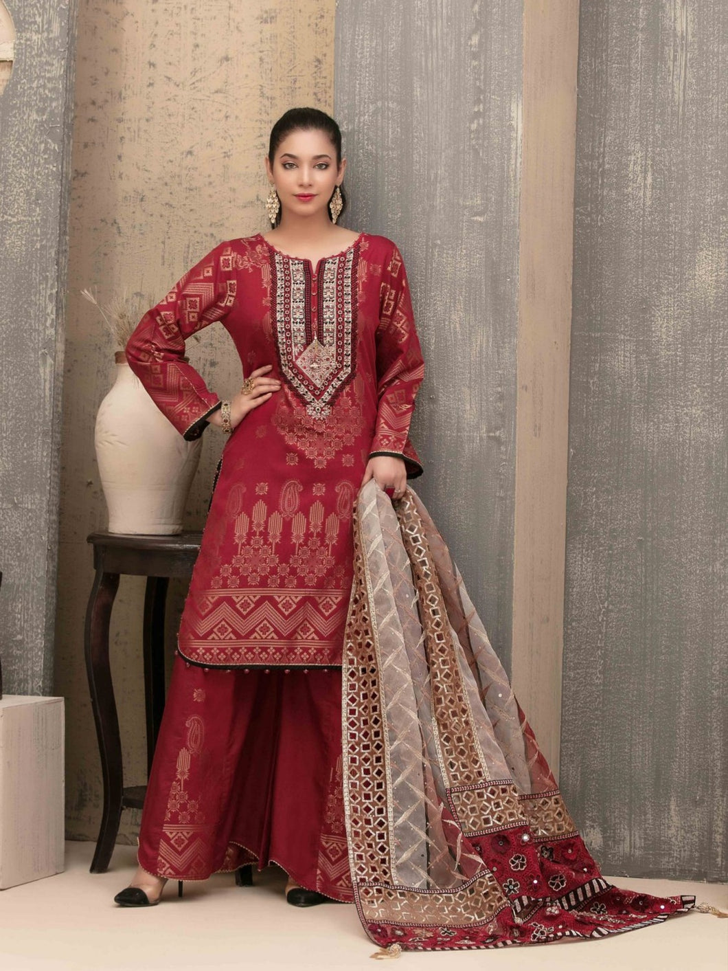 Mariana 3pc Unstitched Embroidered Banarsi Viscose Suiting D1998