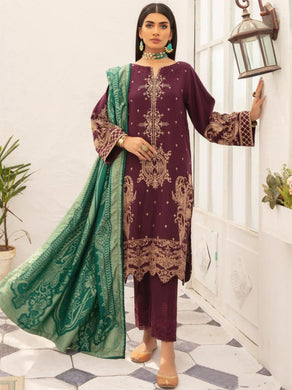 Johra Nafees Embroidered Marina Peach Winter Collection JR 625