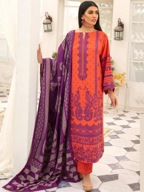 Johra Nafees Embroidered Marina Peach Winter Collection JR 631