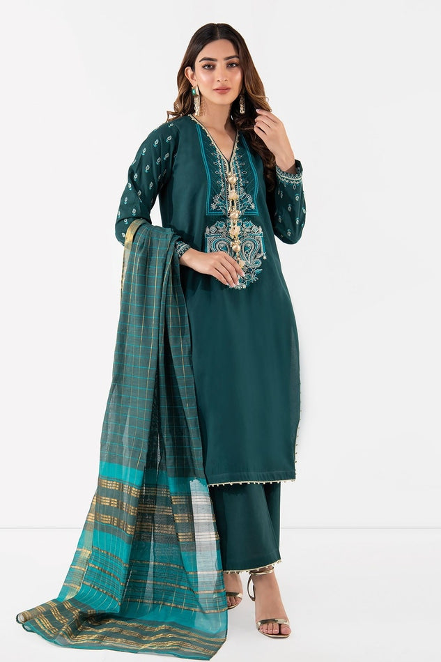 Khaadi 3pc Unstitched Printed Embroidered Lawn Suit (BLA2246)