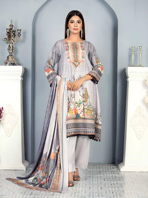 New 3pc Unstitched Printed Khaddar Winter Suit by Rashid-Tex D-2754
