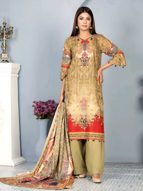 New 3pc Unstitched Printed Khaddar Winter Suit by Rashid-Tex D-2764