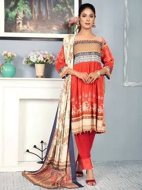 New 3pc Unstitched Printed Khaddar Winter Suit by Rashid-Tex D-2798